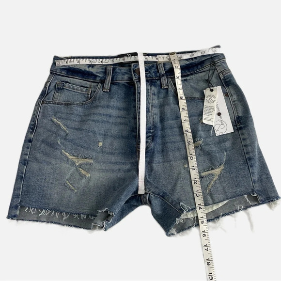 Treasure & Bond Foster Boyfriend High Rise Denim Shorts Blue Size 27 NWT Buttons - Picture 10 of 11